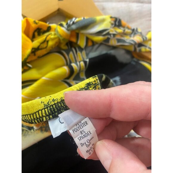 Vintage Cache Women's Yellow And Black Butterfly Halter Mini Dress Y2K - Large - Picture 8 of 8